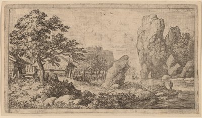 Terävä lohkare joen rannalla, luultavasti n. 16451656. tekijältä Allart van Everdingen