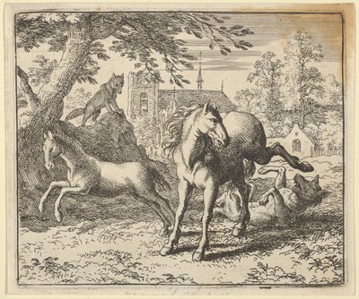 Renard menee mäyrän kanssa oikeuteen lievittääkseen leijonan vihaa, 1650-75. tekijältä Allart van Everdingen