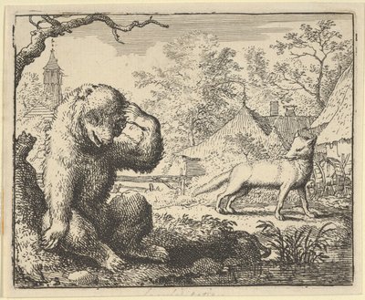 Renard pilkkaa karhua, 1650-75. tekijältä Allart van Everdingen
