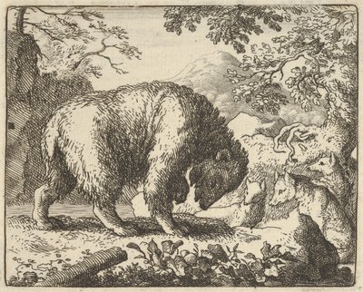 Renard lupaa karhun viedä hänet paikkaan, josta hän löytää hunajaa, 1650-75. tekijältä Allart van Everdingen