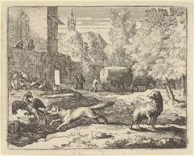 Renard haluaa löytää kukon, 1650-75. tekijältä Allart van Everdingen