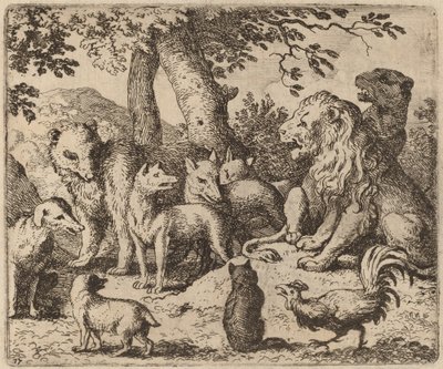 Reynard yrittää puhdistaa itsensä, luultavasti c. 16451656. tekijältä Allart van Everdingen