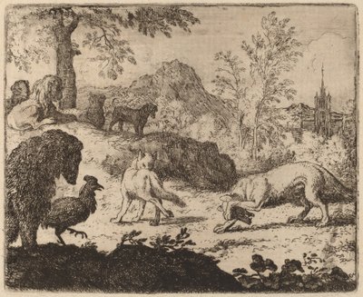 Reynard Blinds the Wolf in One Eye, luultavasti c. 16451656. tekijältä Allart van Everdingen