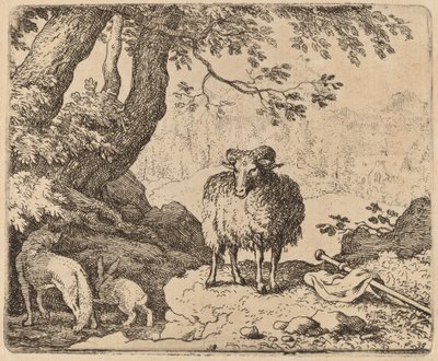 Reynard palaa kotiin oinaan ja kanin saattajana, luultavasti n. 16451656. tekijältä Allart van Everdingen