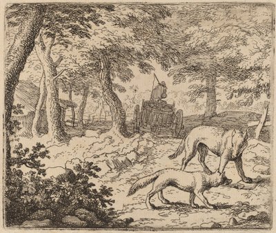 Reynard ja susi ennen kalakärryä, luultavasti n. 16451656. tekijältä Allart van Everdingen