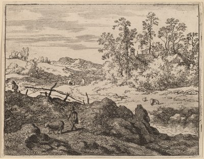 Paimen karitsan kanssa, luultavasti n. 16451656. tekijältä Allart van Everdingen