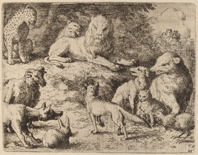 Eläimet esittävät syytteensä Reynardia vastaan, luultavasti n. 16451656. tekijältä Allart van Everdingen