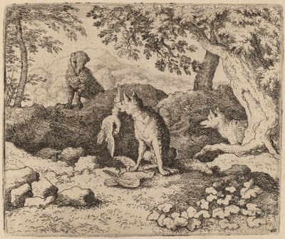 The Badger Goes varoittaa Reynardia, luultavasti n. 16451656. tekijältä Allart van Everdingen