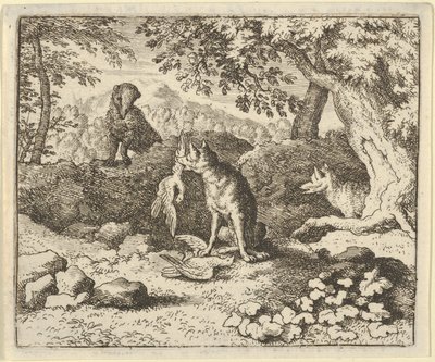 Mäyrä kiirehtii varoittamaan Renardia leijonan aikomuksesta, 1650-75. tekijältä Allart van Everdingen