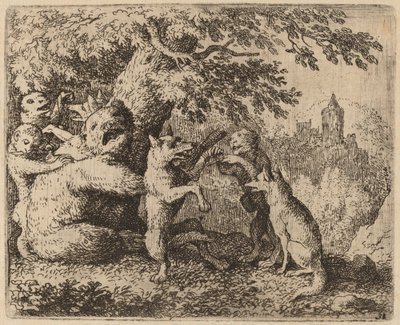 Karhua ja susia vainotaan, luultavasti n. 16451656. tekijältä Allart van Everdingen