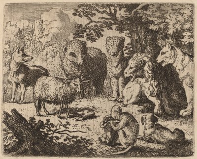Asiakirja avataan, paljastaen murhatun kanin pään, luultavasti n. 16451656. tekijältä Allart van Everdingen