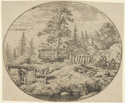 Maisema puusillalla, 1600-luku. tekijältä Allart van Everdingen