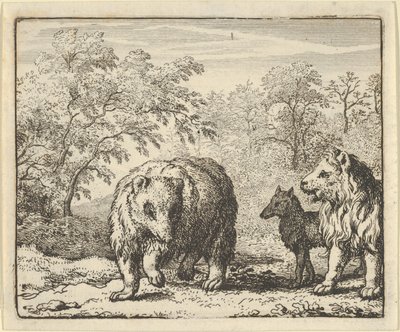 Leijona vapauttaa karhun ja suden, 1650-75. tekijältä Allart van Everdingen