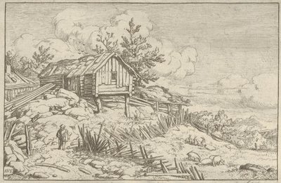 Mies lähellä tuhoavan aidan sisäänkäyntiä, 1600-luku. tekijältä Allart van Everdingen