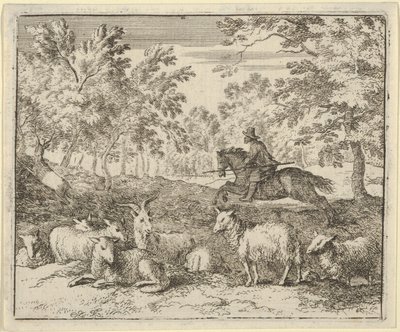 Paimen hevosen selässä jahtaa polttaria, 1650-75. tekijältä Allart van Everdingen