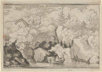 Skiff lähellä Pierced Rockia, 1600-luku. tekijältä Allart van Everdingen