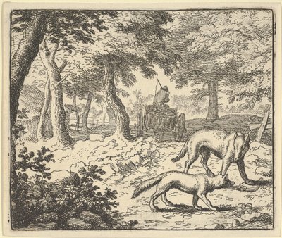 Susi syyttää Renardia varastamansa kalan syömisestä, 1650-75. tekijältä Allart van Everdingen