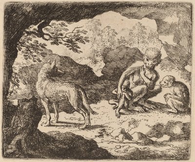 Susi ja apinat, luultavasti n. 16451656. tekijältä Allart van Everdingen