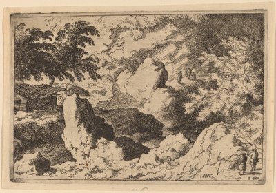 Kolme miestä kivellä, luultavasti n. 16451656. tekijältä Allart van Everdingen