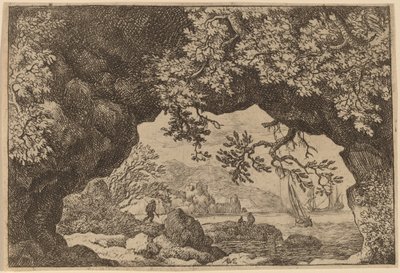 Näkymä lävistetyn kallion läpi, luultavasti n. 16451656. tekijältä Allart van Everdingen