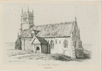 Clent - St. Kenelmin kappeli: litografia, nd [n. 1840] tekijältä Allen Edward Everitt