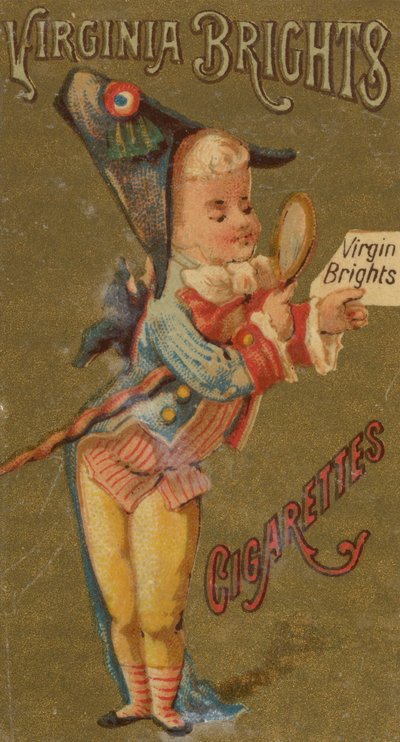 Tytöt ja lapset -sarjasta N64, joka mainostaa Virginia Brights -savukkeita Allenille &..., 1886. tekijältä Allen and Ginter