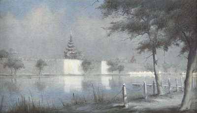 The Moat at Mandalay by Moonlight, 1924 (wc paperilla) tekijältä Alma Claude Burlton Cull