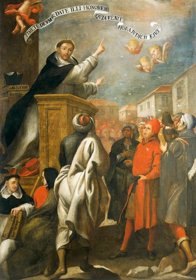 St Vincent Ferrer saarnaa salamancan nuorille, kirjoittanut Alonso Antonio Villamor (1661-1729). tekijältä Alonso Antonio Villamor