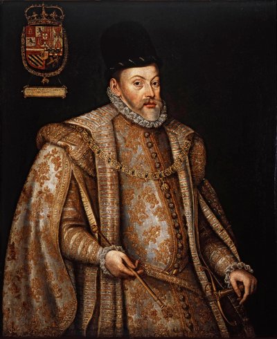 Muotokuva Philip II:sta 1527-1598, Espanjan ja Portugalin kuningas, 1500-luvun toinen puoli. tekijältä Alonso Sánchez Coello