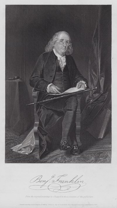 Benjamin Franklin (kaiverrus) tekijältä Alonzo (after) Chappel