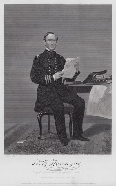 David Glascoe Farragut (kaiverrus) tekijältä Alonzo (after) Chappel