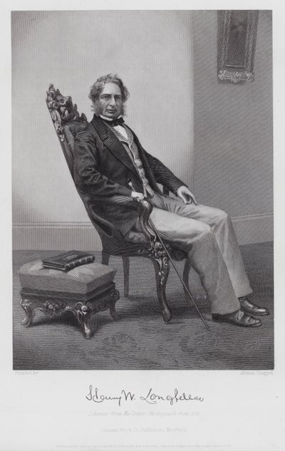 Henry Wadsworth Longfellow (kaiverrus) tekijältä Alonzo (after) Chappel