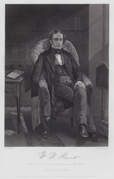 William Hickling Prescott (kaiverrus) tekijältä Alonzo (after) Chappel