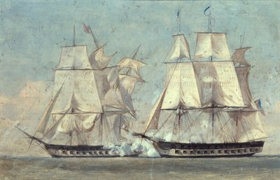 Taistelu Yhdysvaltojen ja Makedonian välillä, 25. lokakuuta 1812, 1859 tekijältä Alonzo Chappel