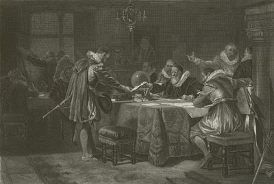 Henry Hudson sai toimeksiannon Dutch East India Companylta, 1609 tekijältä Alonzo Chappel