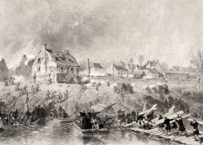 Hyökkäys Fredericksburgiin, Virginia, teoksesta "National History of the War for the Union", 1860-luku tekijältä Alonzo Chappel