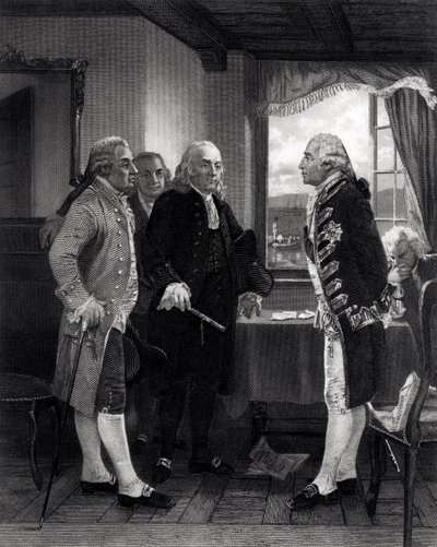 Staten Islandin rauhankonferenssi, Lord Howen ja kongressikomitean haastattelu, 11. syyskuuta 1776 tekijältä Alonzo Chappel