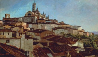Siena, Alfonso Hollaender (1845-1923), öljy kankaalle, pahvi, 31x51 5 cm tekijältä Alphons Hollaender