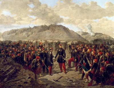 Krimin sota (1853-1856): Marsalkka Patrice MacMahon ja Zouaves Malakoffissa. tekijältä Alphonse Antoine Aillaud