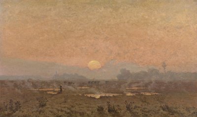 Auringonnousu Kempenissä (öljy kankaalle) tekijältä Alphonse Asselbergs