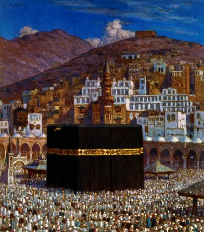 Kuvitus muslimipyhiinvaeltajista Kabbahissa Mekassa. kirjoittanut Nasreddine Dinet (Alphonse-Étienne Dinet). 1861 1929 tekijältä Alphonse Etienne Dinet