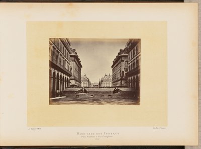 Barricade des Fédérés, place Vendôme ja rue Castiglione. tekijältä Alphonse J. Liébert