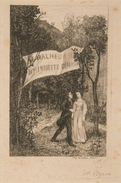 2 kuvitusta Le Malheur d tekijältä Alphonse Legros