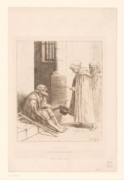 Captaire en una escala Acabament de caritat (títol sobre objecte). tekijältä Alphonse Legros