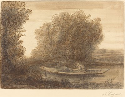 Mutka Un coin de riviere -joessa. tekijältä Alphonse Legros