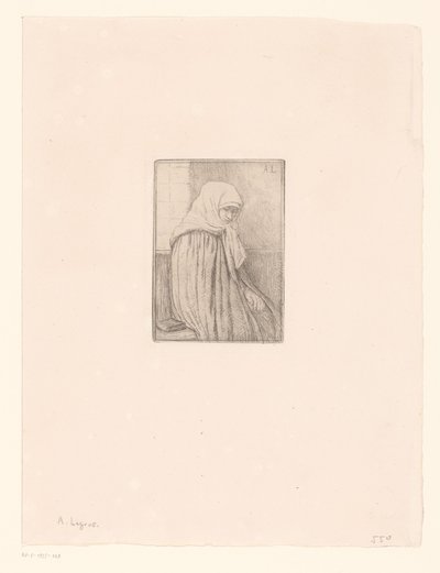 Bretonilainen nainen huivi kanssa tekijältä Alphonse Legros