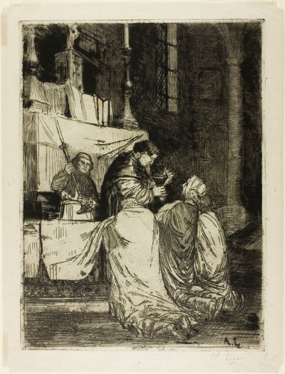 Ehtoollinen St. Médardin kirkossa tekijältä Alphonse Legros