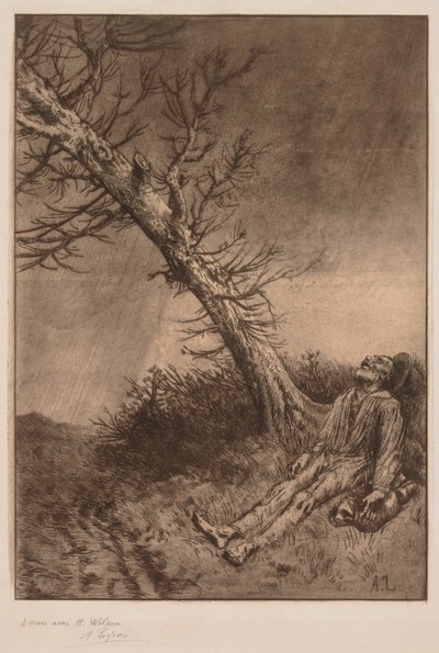 Vagabondin kuolema, n. 1875. tekijältä Alphonse Legros