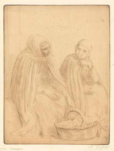 Munanmyyjät, 1. lautanen Munanmyyjät. tekijältä Alphonse Legros