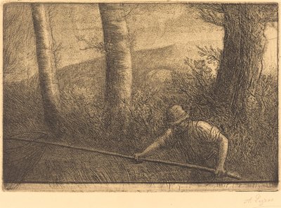 Kalastaja vanneverkolla La peche a la vaivaa. tekijältä Alphonse Legros